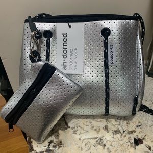 Ah-dorned Silver Perforated Neoprene Bag